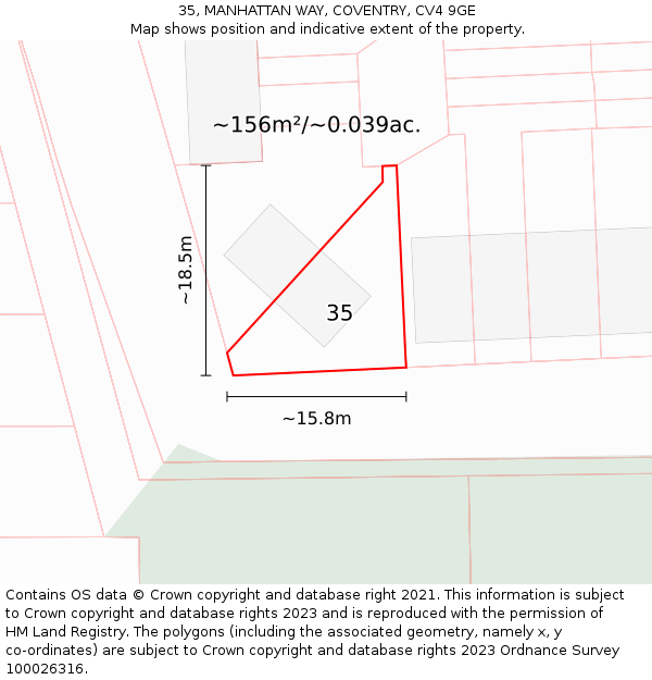 35, MANHATTAN WAY, COVENTRY, CV4 9GE: Plot and title map