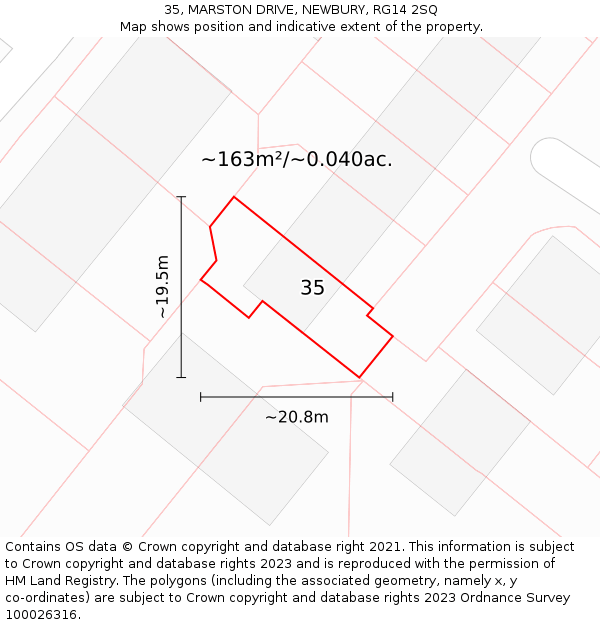 35, MARSTON DRIVE, NEWBURY, RG14 2SQ: Plot and title map