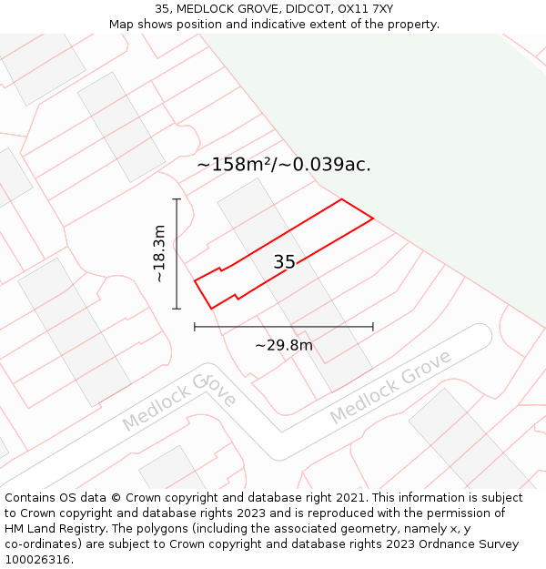 35, MEDLOCK GROVE, DIDCOT, OX11 7XY: Plot and title map