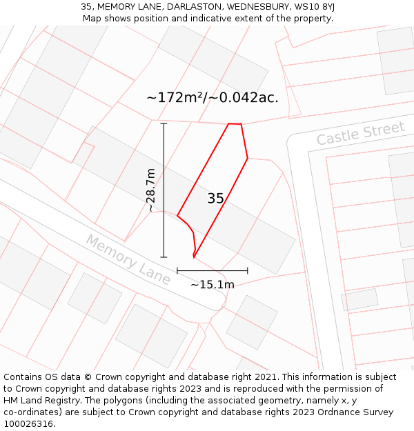 35, MEMORY LANE, DARLASTON, WEDNESBURY, WS10 8YJ: Plot and title map