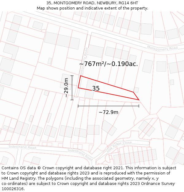 35, MONTGOMERY ROAD, NEWBURY, RG14 6HT: Plot and title map