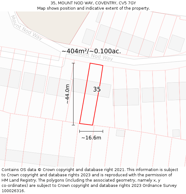 35, MOUNT NOD WAY, COVENTRY, CV5 7GY: Plot and title map