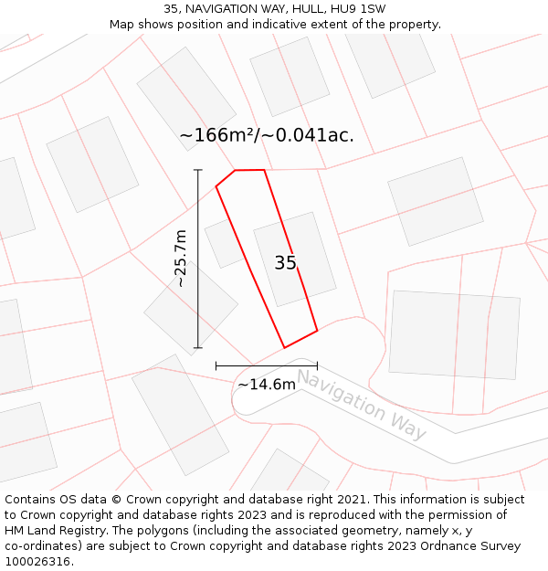 35, NAVIGATION WAY, HULL, HU9 1SW: Plot and title map