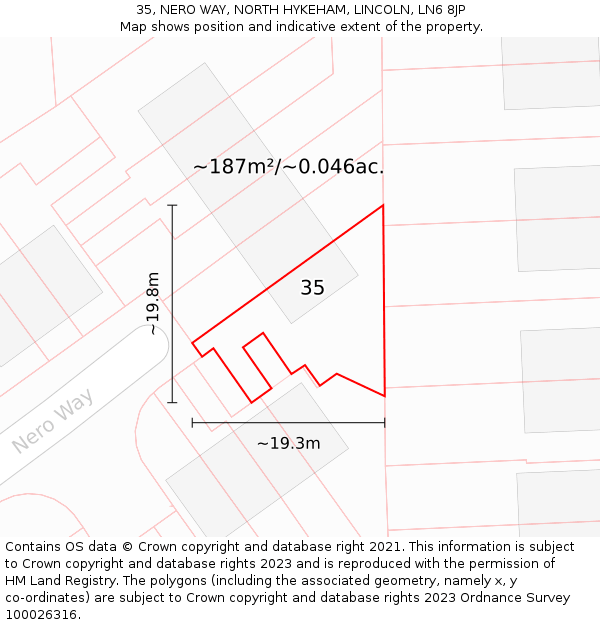 35, NERO WAY, NORTH HYKEHAM, LINCOLN, LN6 8JP: Plot and title map