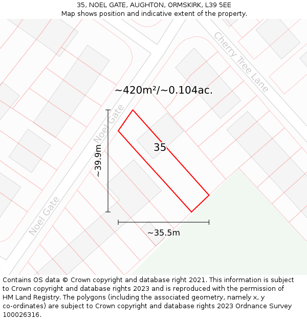 35, NOEL GATE, AUGHTON, ORMSKIRK, L39 5EE: Plot and title map
