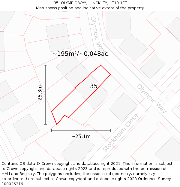 35, OLYMPIC WAY, HINCKLEY, LE10 1ET: Plot and title map