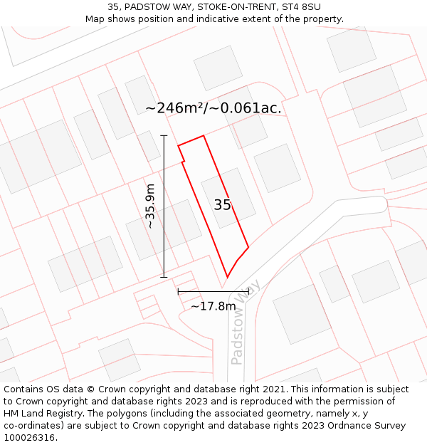 35, PADSTOW WAY, STOKE-ON-TRENT, ST4 8SU: Plot and title map