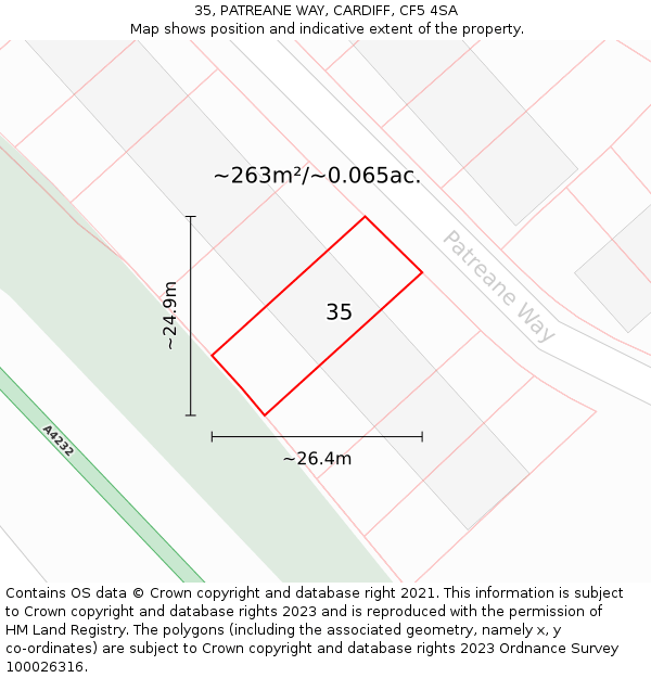 35, PATREANE WAY, CARDIFF, CF5 4SA: Plot and title map