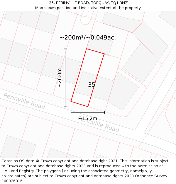 35, PERINVILLE ROAD, TORQUAY, TQ1 3NZ: Plot and title map