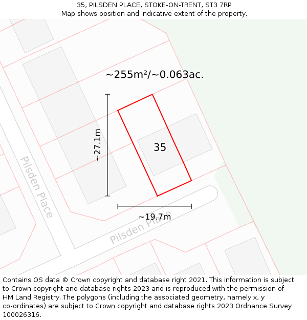 35, PILSDEN PLACE, STOKE-ON-TRENT, ST3 7RP: Plot and title map