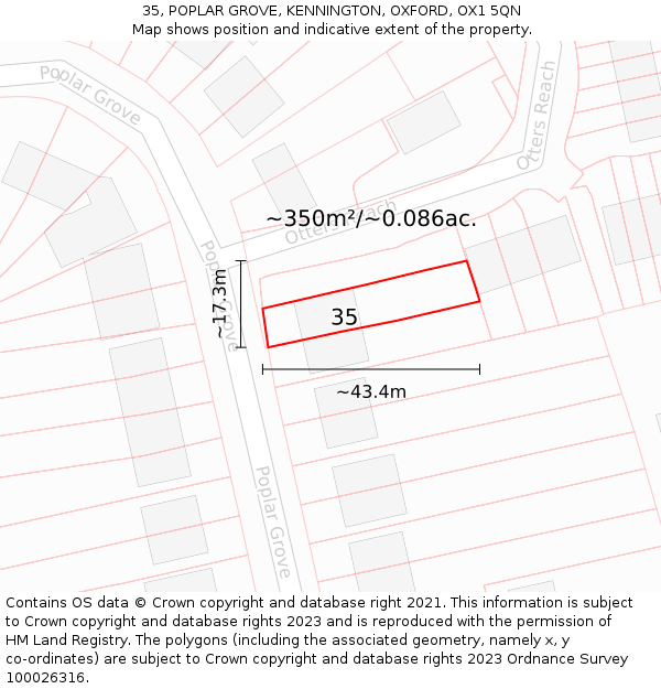 35, POPLAR GROVE, KENNINGTON, OXFORD, OX1 5QN: Plot and title map