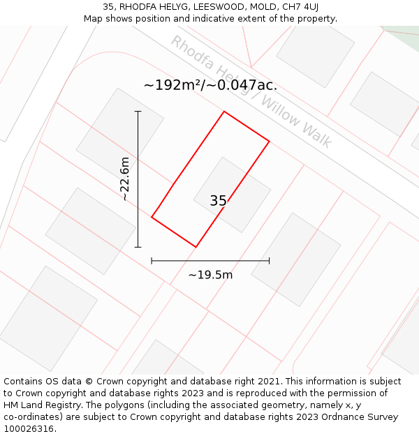 35, RHODFA HELYG, LEESWOOD, MOLD, CH7 4UJ: Plot and title map