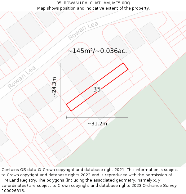 35, ROWAN LEA, CHATHAM, ME5 0BQ: Plot and title map