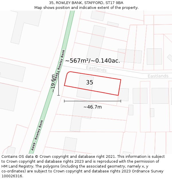 35, ROWLEY BANK, STAFFORD, ST17 9BA: Plot and title map