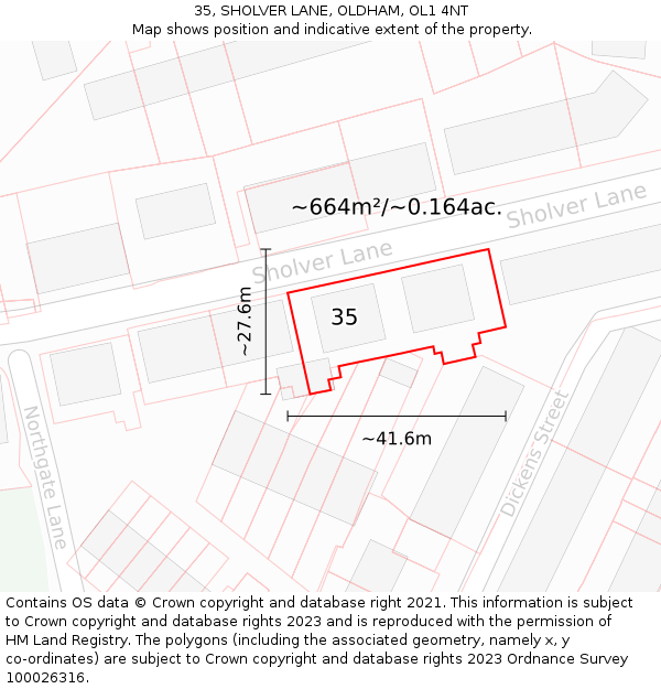 35, SHOLVER LANE, OLDHAM, OL1 4NT: Plot and title map