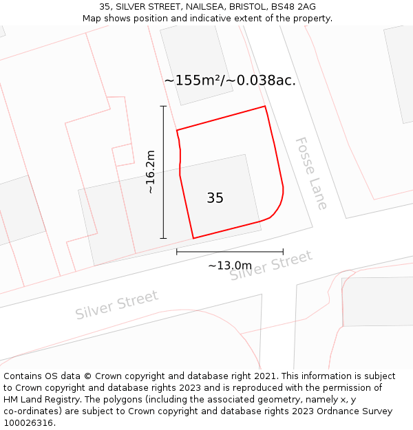 35, SILVER STREET, NAILSEA, BRISTOL, BS48 2AG: Plot and title map