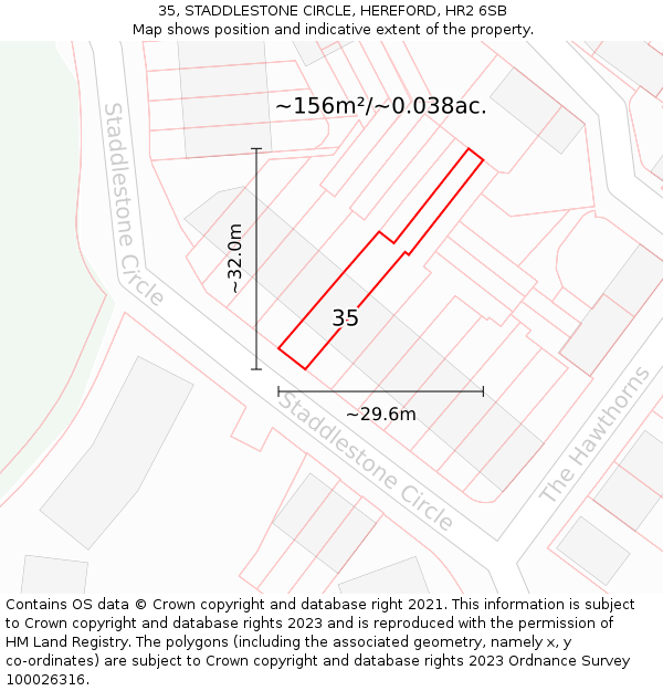 35, STADDLESTONE CIRCLE, HEREFORD, HR2 6SB: Plot and title map