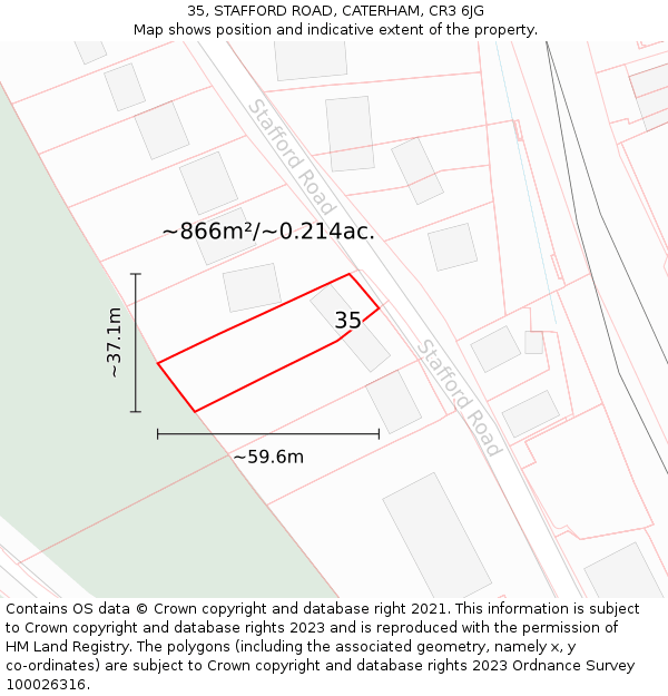 35, STAFFORD ROAD, CATERHAM, CR3 6JG: Plot and title map