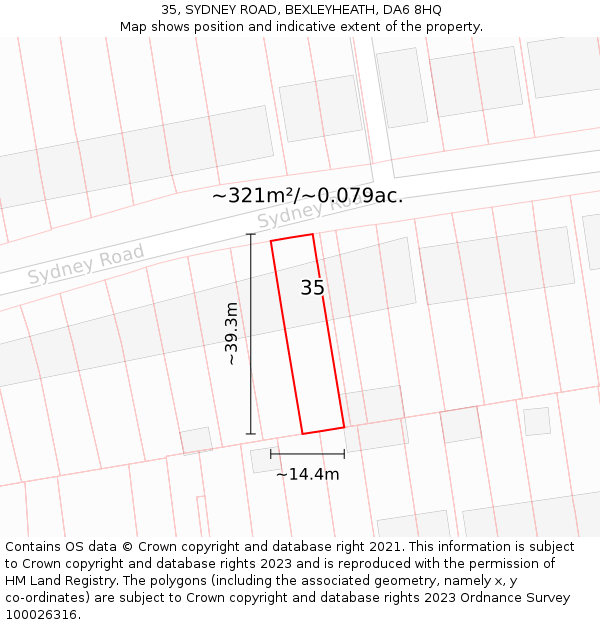 35, SYDNEY ROAD, BEXLEYHEATH, DA6 8HQ: Plot and title map