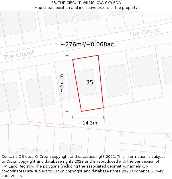 35, THE CIRCUIT, WILMSLOW, SK9 6DA: Plot and title map