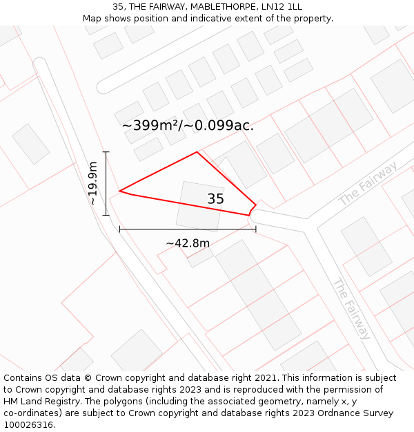 35, THE FAIRWAY, MABLETHORPE, LN12 1LL: Plot and title map