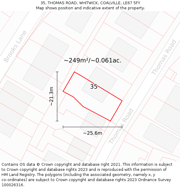 35, THOMAS ROAD, WHITWICK, COALVILLE, LE67 5FY: Plot and title map