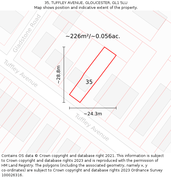 35, TUFFLEY AVENUE, GLOUCESTER, GL1 5LU: Plot and title map