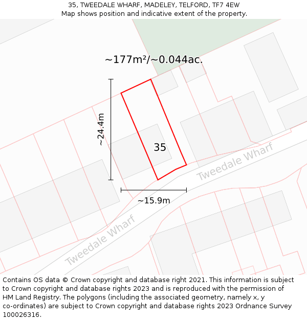 35, TWEEDALE WHARF, MADELEY, TELFORD, TF7 4EW: Plot and title map