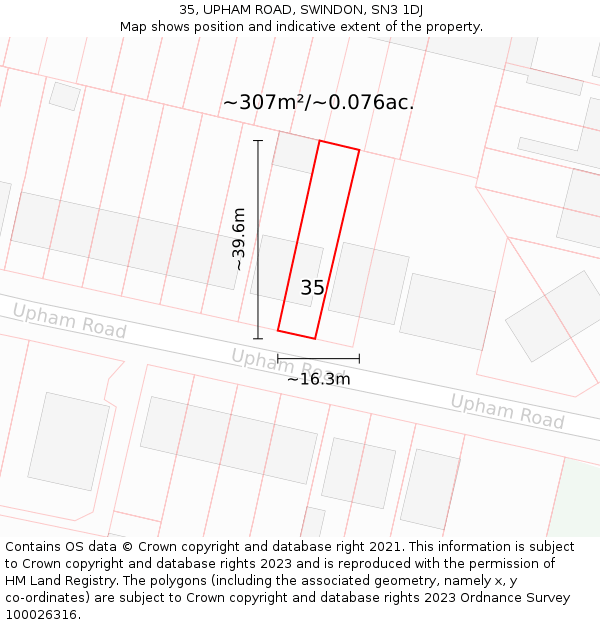 35, UPHAM ROAD, SWINDON, SN3 1DJ: Plot and title map