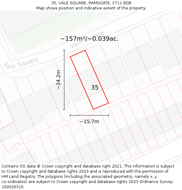 35, VALE SQUARE, RAMSGATE, CT11 9DB: Plot and title map