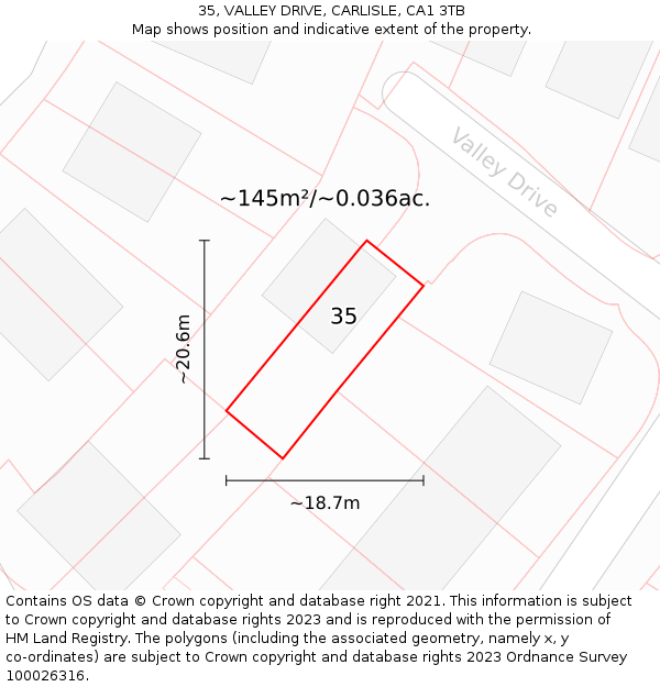 35, VALLEY DRIVE, CARLISLE, CA1 3TB: Plot and title map