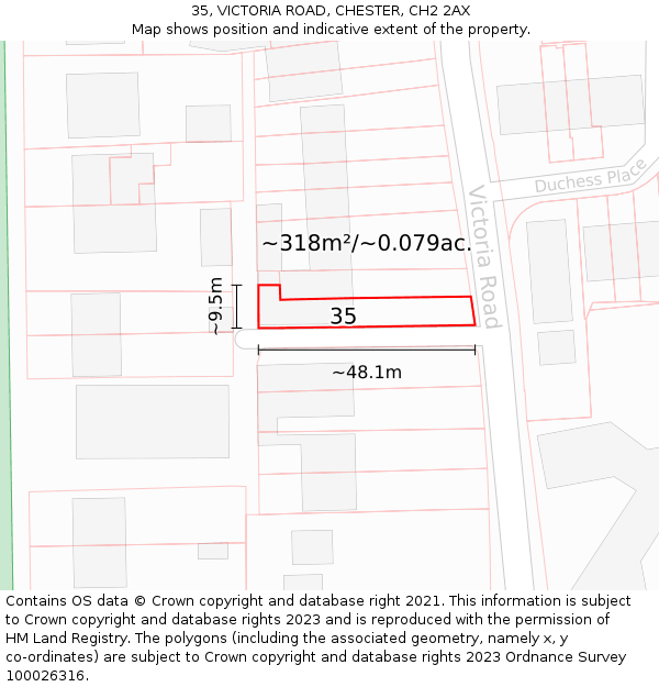 35, VICTORIA ROAD, CHESTER, CH2 2AX: Plot and title map