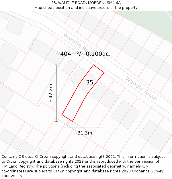 35, WANDLE ROAD, MORDEN, SM4 6AJ: Plot and title map