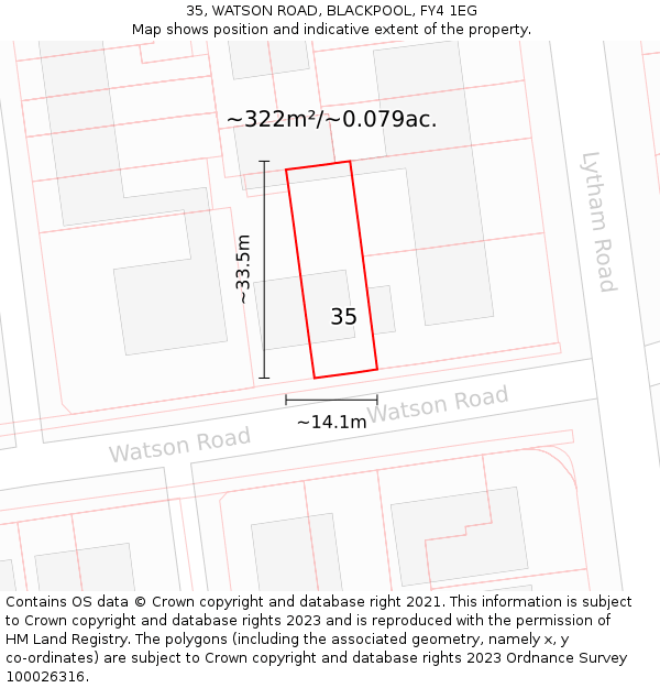 35, WATSON ROAD, BLACKPOOL, FY4 1EG: Plot and title map