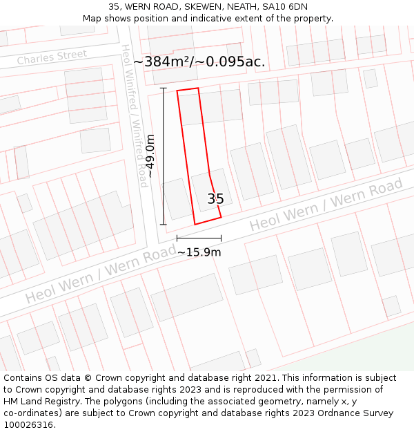 35, WERN ROAD, SKEWEN, NEATH, SA10 6DN: Plot and title map