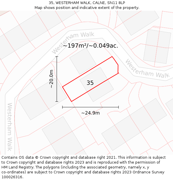 35, WESTERHAM WALK, CALNE, SN11 8LP: Plot and title map