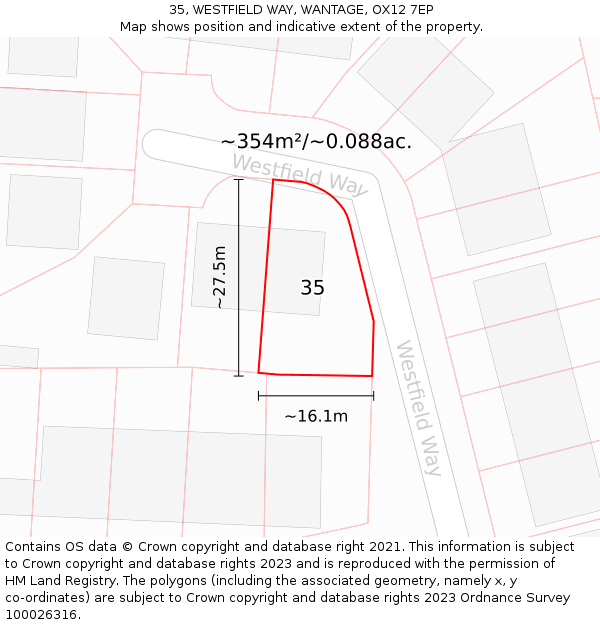 35, WESTFIELD WAY, WANTAGE, OX12 7EP: Plot and title map