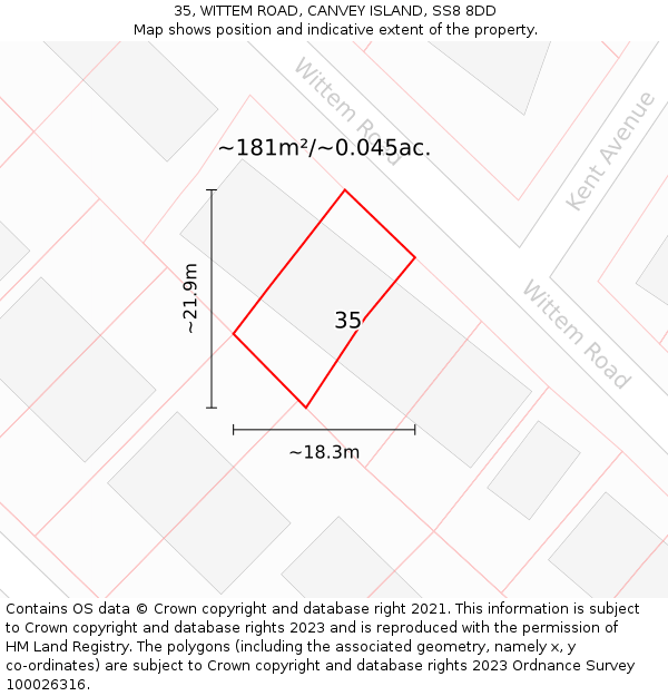 35, WITTEM ROAD, CANVEY ISLAND, SS8 8DD: Plot and title map