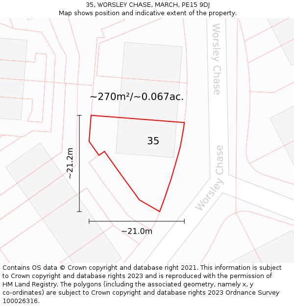 35, WORSLEY CHASE, MARCH, PE15 9DJ: Plot and title map