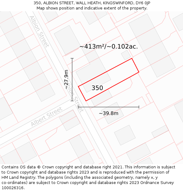 350, ALBION STREET, WALL HEATH, KINGSWINFORD, DY6 0JP: Plot and title map