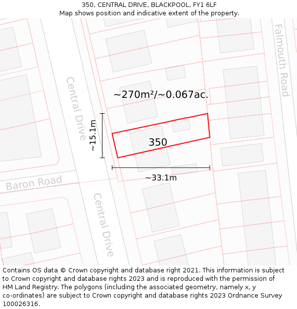 350, CENTRAL DRIVE, BLACKPOOL, FY1 6LF: Plot and title map