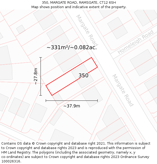 350, MARGATE ROAD, RAMSGATE, CT12 6SH: Plot and title map