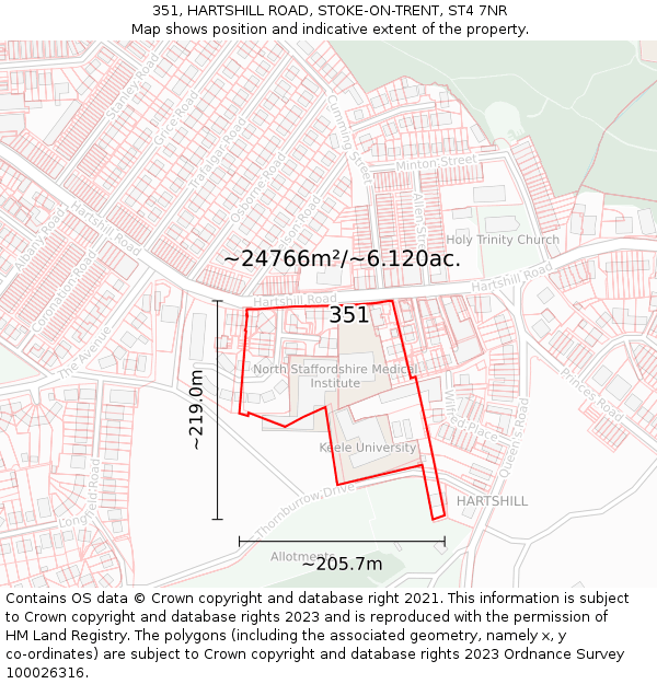 351, HARTSHILL ROAD, STOKE-ON-TRENT, ST4 7NR: Plot and title map