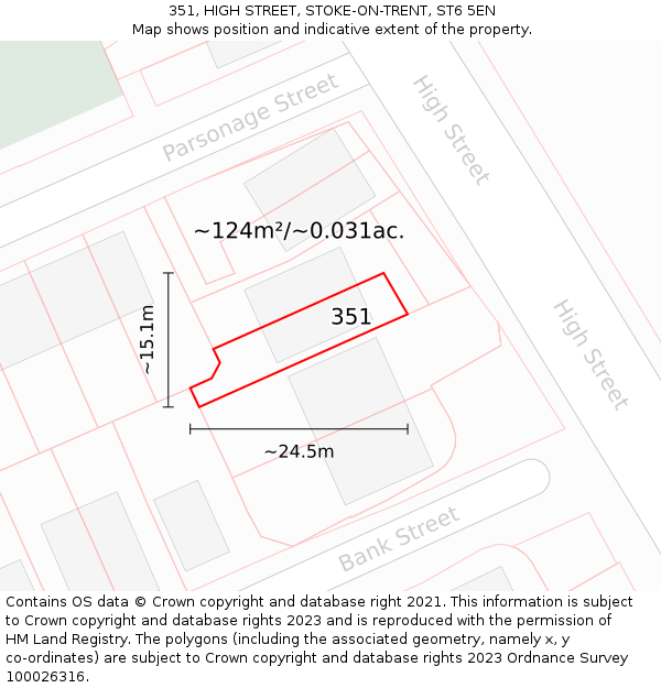 351, HIGH STREET, STOKE-ON-TRENT, ST6 5EN: Plot and title map