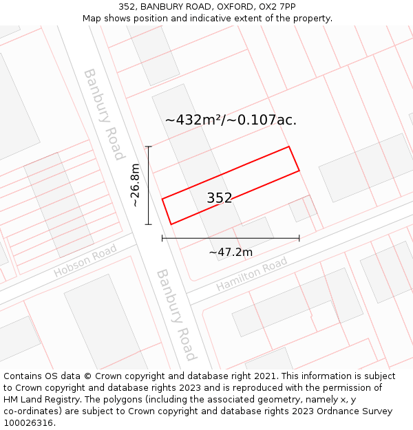 352, BANBURY ROAD, OXFORD, OX2 7PP: Plot and title map