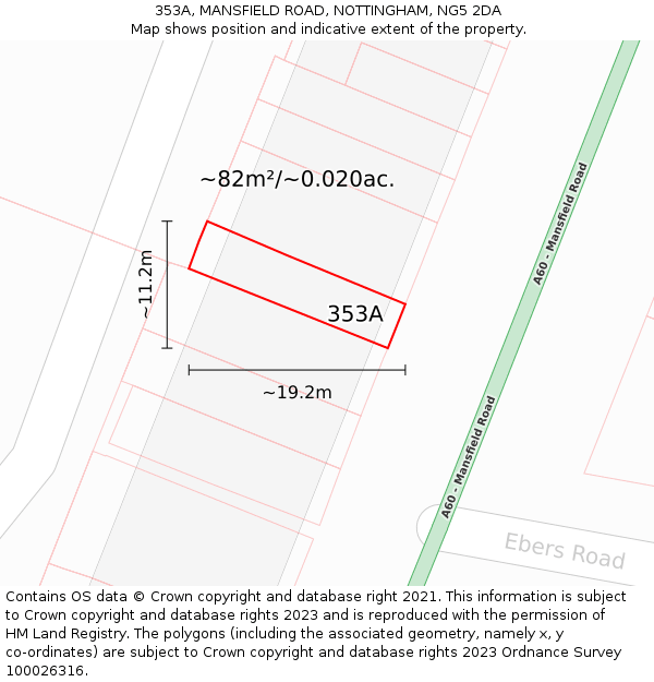 353A, MANSFIELD ROAD, NOTTINGHAM, NG5 2DA: Plot and title map