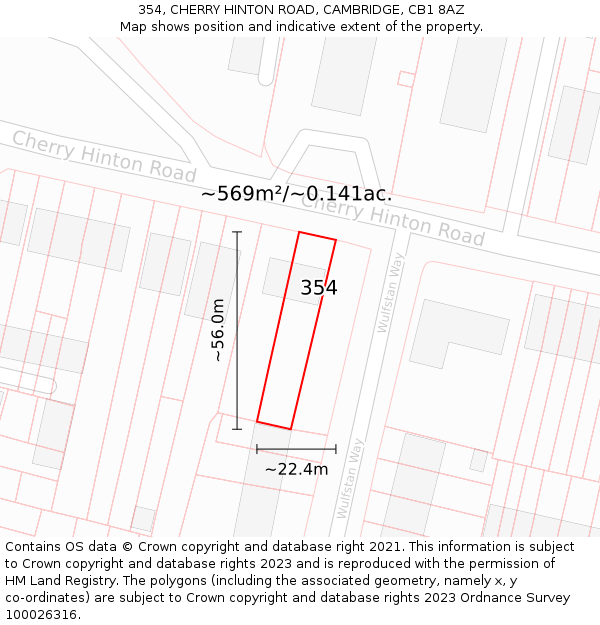 354, CHERRY HINTON ROAD, CAMBRIDGE, CB1 8AZ: Plot and title map