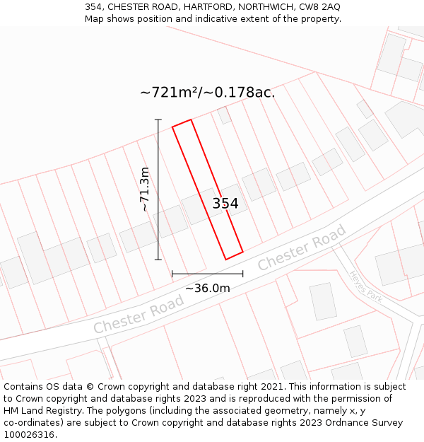 354, CHESTER ROAD, HARTFORD, NORTHWICH, CW8 2AQ: Plot and title map