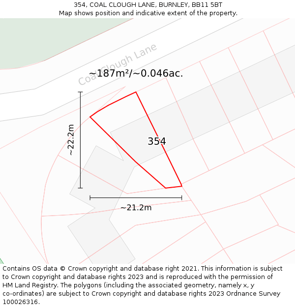 354, COAL CLOUGH LANE, BURNLEY, BB11 5BT: Plot and title map