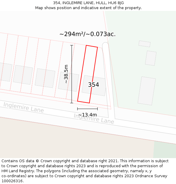 354, INGLEMIRE LANE, HULL, HU6 8JG: Plot and title map